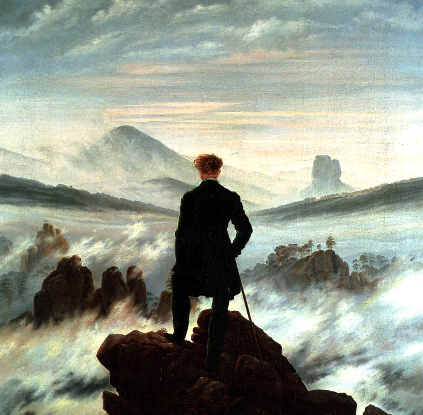 Le Voyageur contemplant une mer de nuages (Der Wanderer über dem Nebelmeer) by Caspar David Friedrich - 1818 (pin LauChansArt)